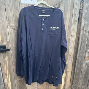 Ariat Men's Dark Blue Long Sleeve Henley Fire Retardant Size 3XL Tall